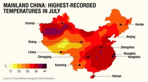 Températures en Chine au mois de juillet 2013