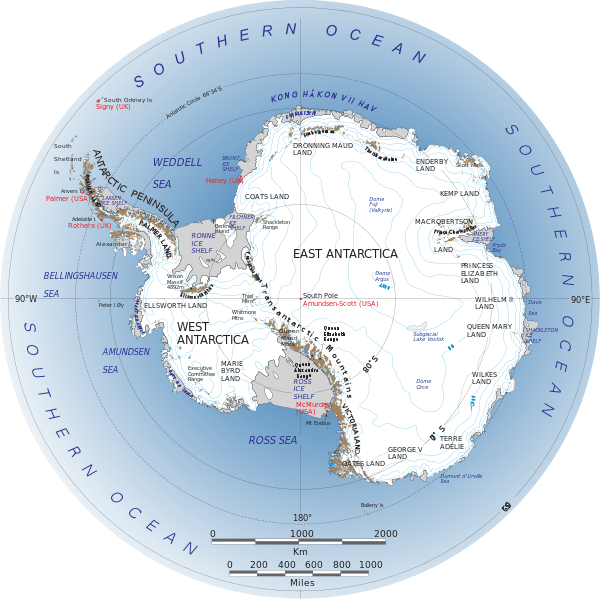 Antarctique (source : Landsat Image Mosaic of Antarctica team - NASA)