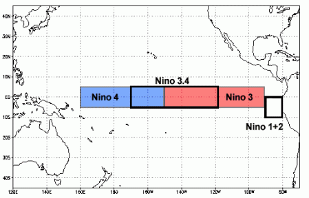Régions El Niño (source : NOAA)