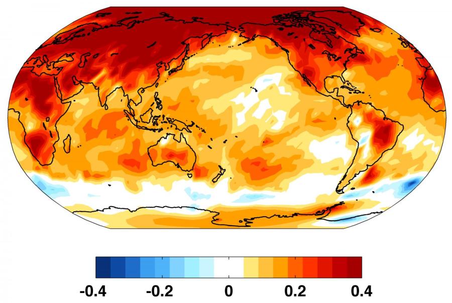Anomalies de températures ces 50 dernières années. Source : Kyle Armour/University of Washington.