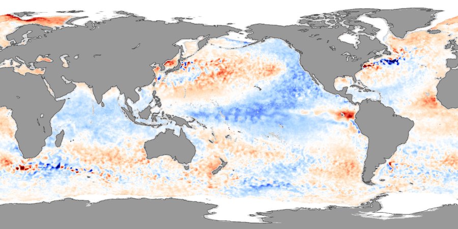 Phase négative de l'oscillation décennale du Pacifique. Source : NASA.