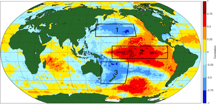 Phase positive de l'oscillation interdécennale du Pacifique (IPO). Source : NOAA.